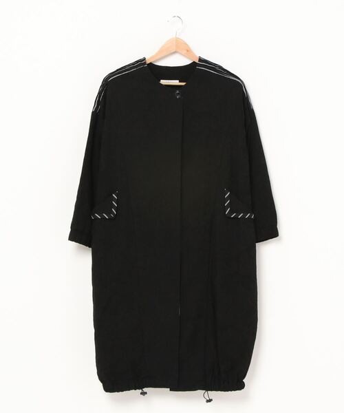 刺し子総柄ドロストブルゾンワンピース ワンピース セール ワンピース White ホワイト のファッション