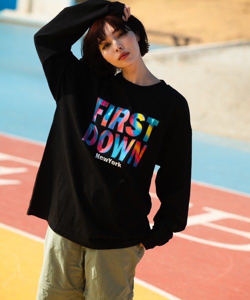 FIRST DOWN（ファーストダウン）の「マーブル ロングスリーブ TEE（Tシャツ/カットソー・メンズ・ブラック/サックスブルー/オフホワイト・L/M/XL/S）」の3枚目の写真