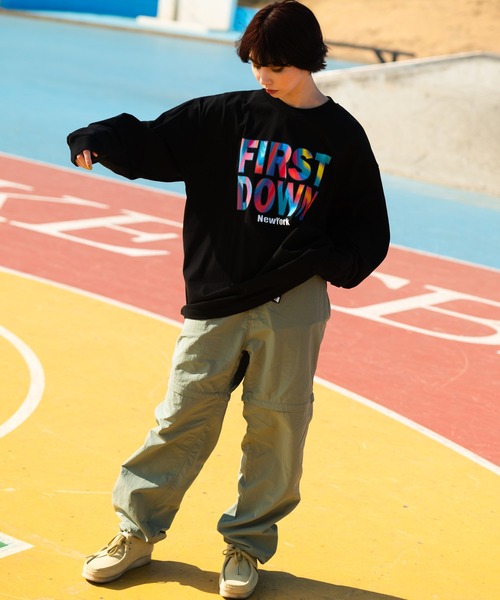 FIRST DOWN（ファーストダウン）の「マーブル ロングスリーブ TEE（Tシャツ/カットソー・メンズ・ブラック/サックスブルー/オフホワイト・L/M/XL/S）」の19枚目の写真