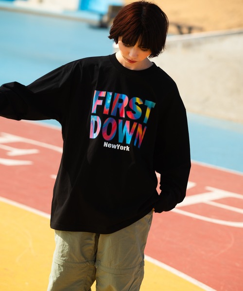FIRST DOWN（ファーストダウン）の「マーブル ロングスリーブ TEE（Tシャツ/カットソー・メンズ・ブラック/サックスブルー/オフホワイト・L/M/XL/S）」の18枚目の写真