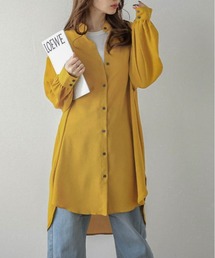 ラウンドヘムスタンドカラーブラウス