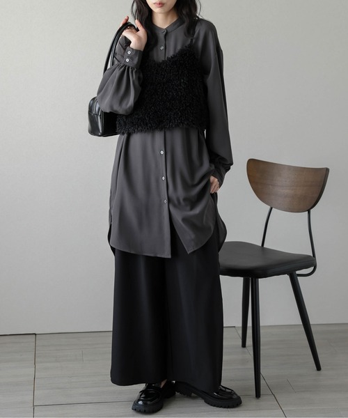 SUGAR BISKET（シュガービスケット）の「ラウンドヘムスタンドカラーブラウス（シャツ/ブラウス・レディース・ホワイト/ブラウン/ブラック/ミント/ベージュ/イエロー/グリーン系その他/グレイッシュベージュ/グレー・フリー）」の21枚目の写真