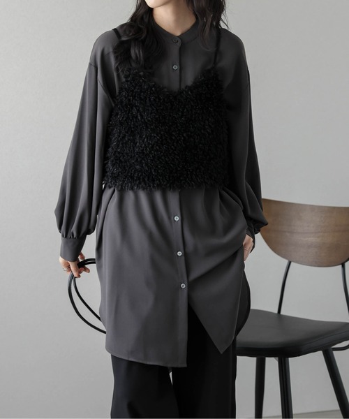 SUGAR BISKET（シュガービスケット）の「ラウンドヘムスタンドカラーブラウス（シャツ/ブラウス・レディース・ホワイト/ブラウン/ブラック/ミント/ベージュ/イエロー/グリーン系その他/グレイッシュベージュ/グレー・フリー）」の22枚目の写真