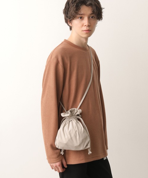 JUNRED（ジュンレッド）の「スウェード巾着（トートバッグ・メンズ・ベージュ/グレー・FREE）」の2枚目の写真