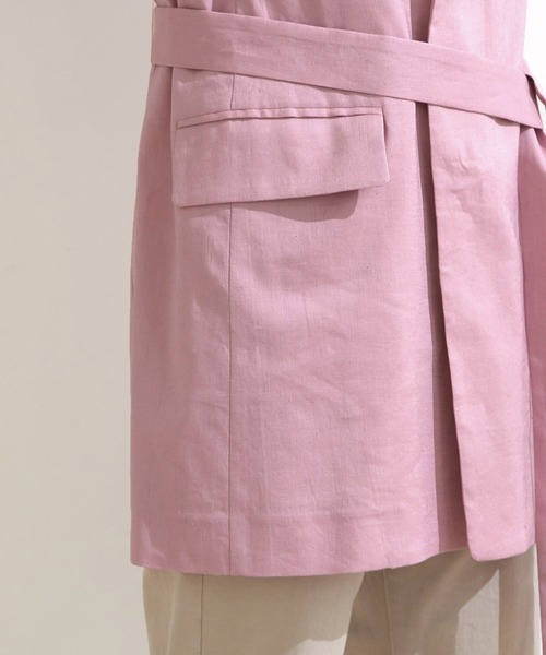 ROPE'（ロペ）の「【洗える】【Oggi掲載】【セットアップ対応】リネンストレッチベルト付きジレ（ベスト・レディース・ベージュ/ピンク・38/36）」の14枚目の写真