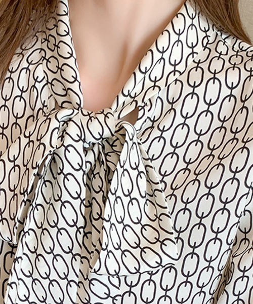 ABYS（アビス）の「チェーン柄リボンタイブラウス（シャツ/ブラウス・レディース・ホワイト・SMALL/MEDIUM/LARGE）」の8枚目の写真