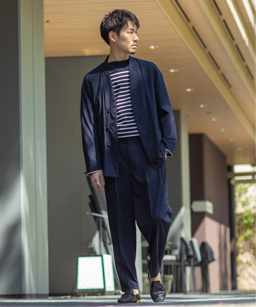 EDIFICE（エディフィス）の「3ボタン カラーレス ジャケット（ノーカラージャケット・メンズ・ネイビー・SMALL/MEDIUM/LARGE）」の3枚目の写真