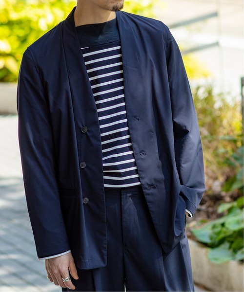 EDIFICE（エディフィス）の「3ボタン カラーレス ジャケット（ノーカラージャケット・メンズ・ネイビー・SMALL/MEDIUM/LARGE）」の4枚目の写真