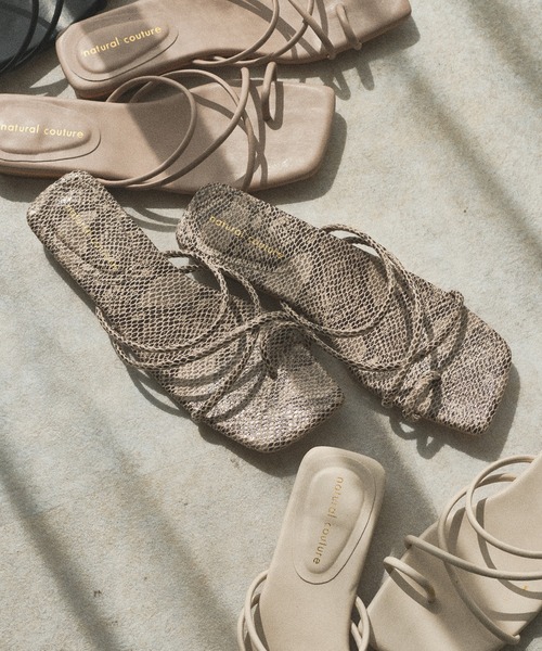 natural couture（ナチュラルクチュール）の「NEW細ヒモヌーディ―サンダル（サンダル・レディース・ゴールド/パイソン・SMALL/MEDIUM/LARGE）」の20枚目の写真