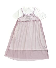 /チュールキャミワンピ＆ロゴTワンピセット