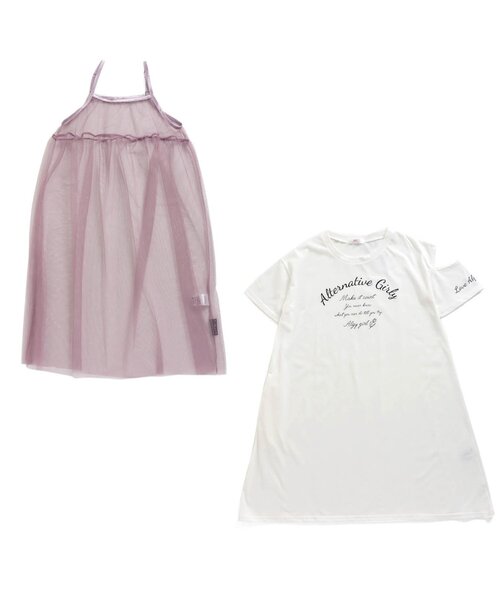 algy（アルジー）の「/チュールキャミワンピ＆ロゴTワンピセット（ワンピース・キッズ・ブラック/ミント/ラベンダー・X-SMALL/MEDIUM/SMALL/XX-SMALL）」の11枚目の写真