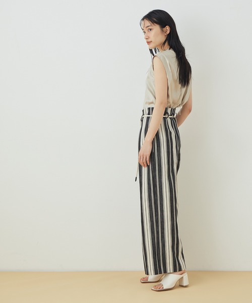 ADAM ET ROPE'（アダムエロペ）の「＜洗える＞ストライプワイドパンツ（その他パンツ・レディース・ブラック/ピンク・36/38）」の10枚目の写真