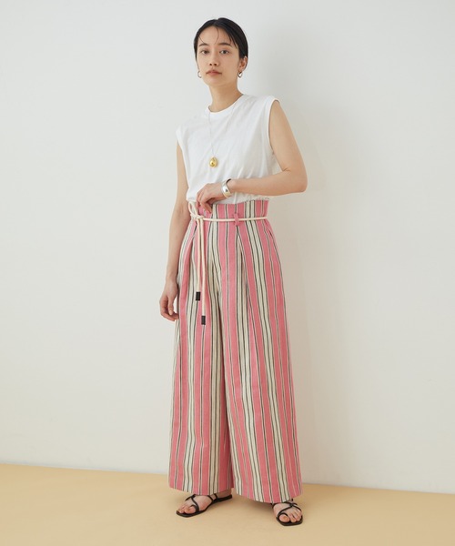 ADAM ET ROPE'（アダムエロペ）の「＜洗える＞ストライプワイドパンツ（その他パンツ・レディース・ブラック/ピンク・36/38）」の15枚目の写真