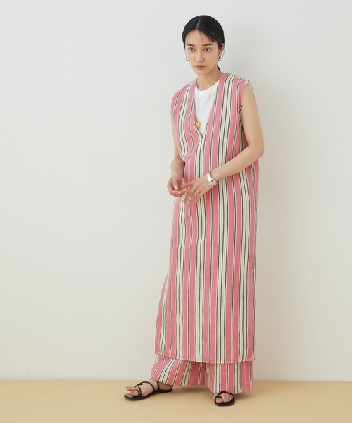 ADAM ET ROPE'（アダムエロペ）の「＜洗える＞ストライプワイドパンツ（その他パンツ・レディース・ブラック/ピンク・36/38）」の17枚目の写真