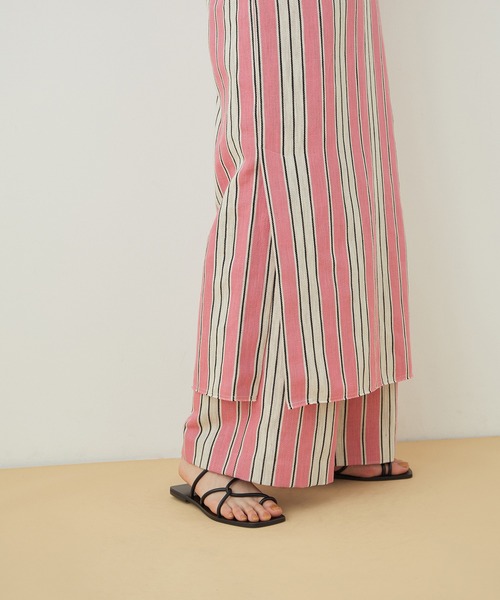 ADAM ET ROPE'（アダムエロペ）の「＜洗える＞ストライプワイドパンツ（その他パンツ・レディース・ブラック/ピンク・36/38）」の18枚目の写真