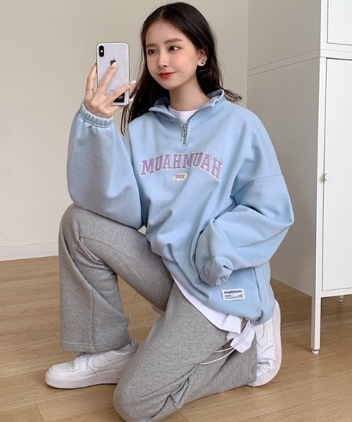 muahmuah(ムーアムーア)の「『muah muah/ムーアムーア』MUAH WIDE COTTON BANDING PANTS/ワイドコットンバンディング パンツ(スウェットパンツ・レディース・アイボリー/ブラック/グレー/ライトブルー・FREE)」の13枚目の写真