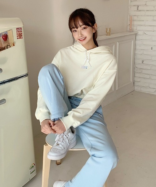 muahmuah(ムーアムーア)の「『muah muah/ムーアムーア』MUAH WIDE COTTON BANDING PANTS/ワイドコットンバンディング パンツ(スウェットパンツ・レディース・アイボリー/ブラック/グレー/ライトブルー・FREE)」の16枚目の写真