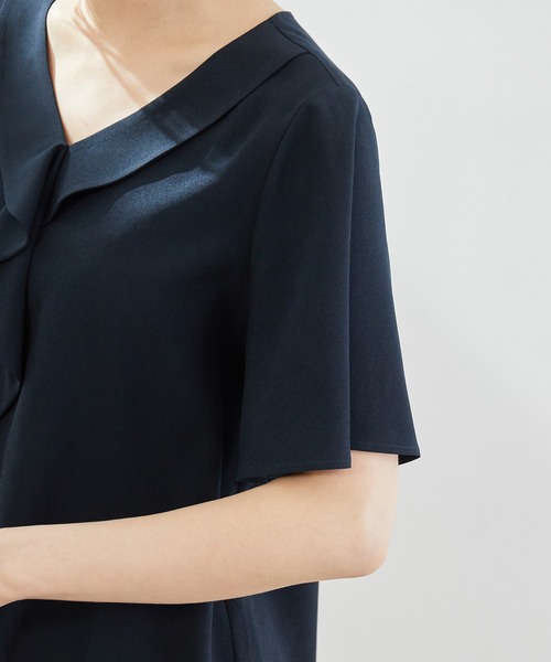 ROPE' PICNIC(ロペピクニック)の「ジョーゼットフロントフリルブラウス(シャツ/ブラウス・レディース・ホワイト/ネイビー/サックスブルー/ライトグリーン・40/38)」の8枚目の写真