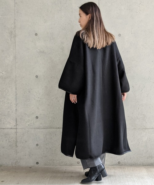 Per sist ence(パーシエンス)の「Per sist ence/パーシエンス ウールライク パイピングノーカラーコート(ノーカラーコート・レディース・ブラック/モカ/ブラウン系・FREE)」の14枚目の写真