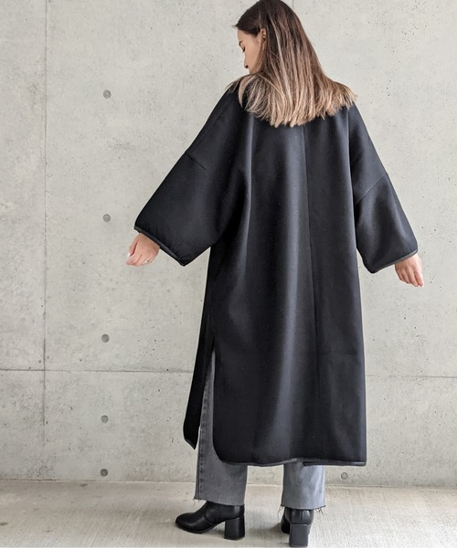 Per sist ence(パーシエンス)の「Per sist ence/パーシエンス ウールライク パイピングノーカラーコート(ノーカラーコート・レディース・ブラック/モカ/ブラウン系・FREE)」の15枚目の写真