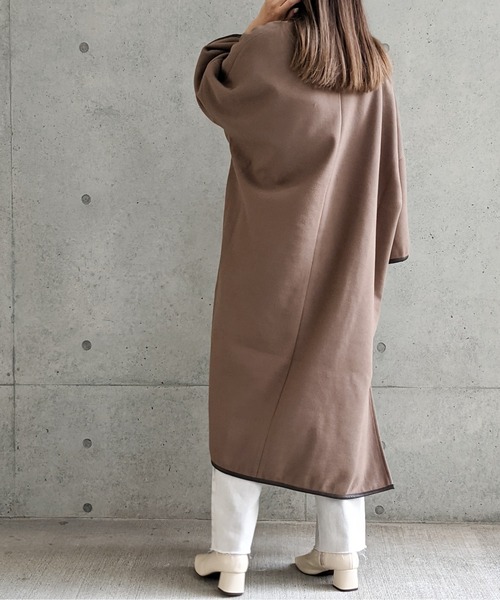 Per sist ence(パーシエンス)の「Per sist ence/パーシエンス ウールライク パイピングノーカラーコート(ノーカラーコート・レディース・ブラック/モカ/ブラウン系・FREE)」の20枚目の写真