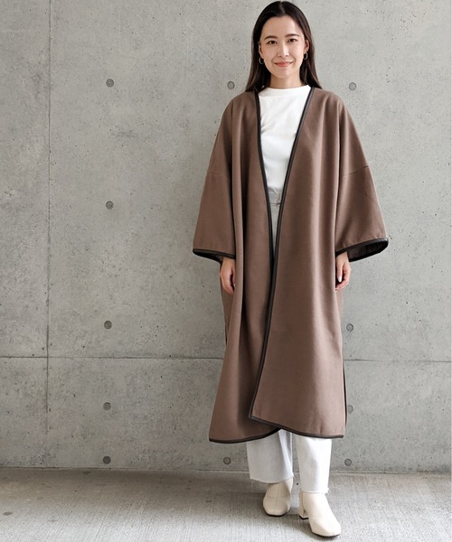 Per sist ence(パーシエンス)の「Per sist ence/パーシエンス ウールライク パイピングノーカラーコート(ノーカラーコート・レディース・ブラック/モカ/ブラウン系・FREE)」の16枚目の写真