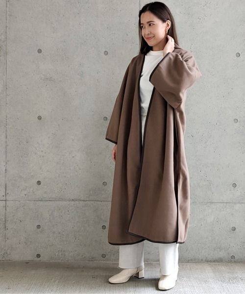 Per sist ence(パーシエンス)の「Per sist ence/パーシエンス ウールライク パイピングノーカラーコート(ノーカラーコート・レディース・ブラック/モカ/ブラウン系・FREE)」の18枚目の写真