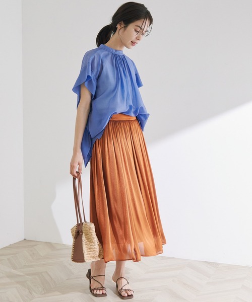 ROPE'（ロペ）の「【新色追加】前後2WAY ボリュームフレンチスリーブブラウス（シャツ/ブラウス・レディース・ベージュ/ブルー系その他4/ダークブラウン/ブラック/パープル/グリーン・38）」の14枚目の写真