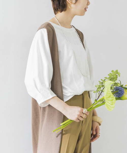 URBAN RESEARCH（アーバンリサーチ）の「袖ボリュームカットソー（Tシャツ/カットソー・レディース・チャコールグレー/オフホワイト/イエロー・FREE）」の4枚目の写真