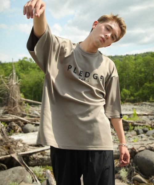 Pledge（プレッジ）の「【Pledge】【特別別注】 プリントシルケットポンチビッグTシャツ（Tシャツ/カットソー・メンズ・ホワイト/ブラック/ブルー/グレイッシュベージュ/ホワイト系/ホワイト系1/ブラック系/ブラック系1/ベージュ系/ベージュ系1/ブルー系/ブルー系1・MEDIUM/LARGE）」の7枚目の写真