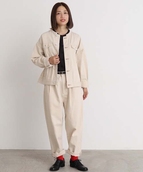 chambre de charme（シャンブルドゥシャーム）の「△cdc デニムタック テーパードパンツ（デニムパンツ・レディース・オフホワイト/サックスブルー/インディゴブルー/ブルー・FREE）」の8枚目の写真