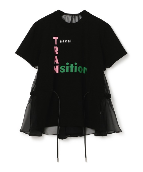 sacai - sacai  デザインカットソー サカイ - sacai | Side Zip Cotton T-Shirt-Black-1の通販