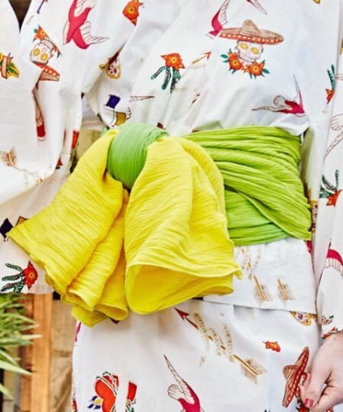 チャイハネ（チャイハネ）の「【チャイハネ】インド綿タイダイ帯（和装小物・レディース・パープル/ライム/オレンジ/ブルー・FREE）」の7枚目の写真