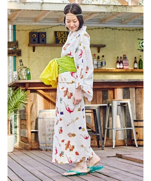 チャイハネ（チャイハネ）の「【チャイハネ】インド綿タイダイ帯（和装小物・レディース・パープル/ライム/オレンジ/ブルー・FREE）」の10枚目の写真