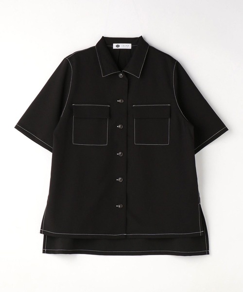 179/WG(イチナナキュウダブルジー)の「配色ステッチ半袖CPOシャツ(シャツ/ブラウス・レディース・ブラック/ベージュ/グレー・MEDIUM)」の21枚目の写真