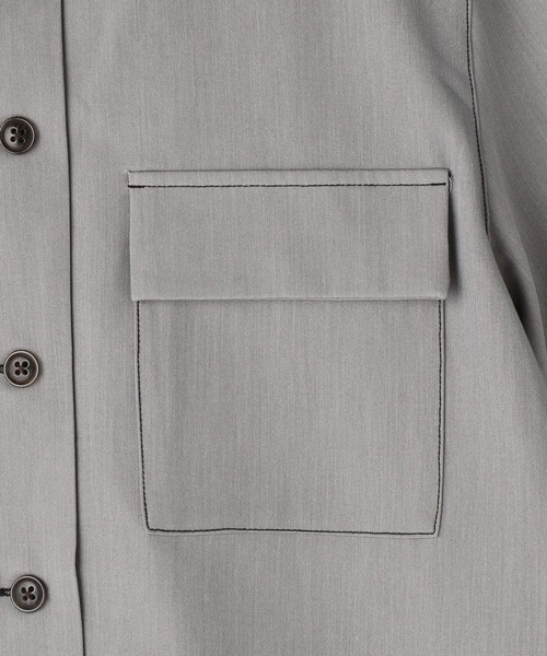 179/WG(イチナナキュウダブルジー)の「配色ステッチ半袖CPOシャツ(シャツ/ブラウス・レディース・ブラック/ベージュ/グレー・MEDIUM)」の18枚目の写真