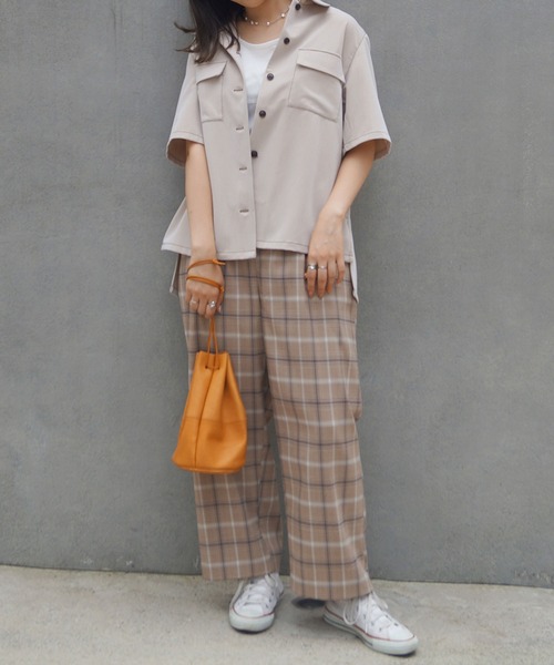 179/WG(イチナナキュウダブルジー)の「配色ステッチ半袖CPOシャツ(シャツ/ブラウス・レディース・ブラック/ベージュ/グレー・MEDIUM)」の12枚目の写真