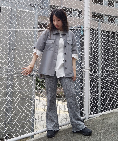 179/WG(イチナナキュウダブルジー)の「配色ステッチ半袖CPOシャツ(シャツ/ブラウス・レディース・ブラック/ベージュ/グレー・MEDIUM)」の9枚目の写真