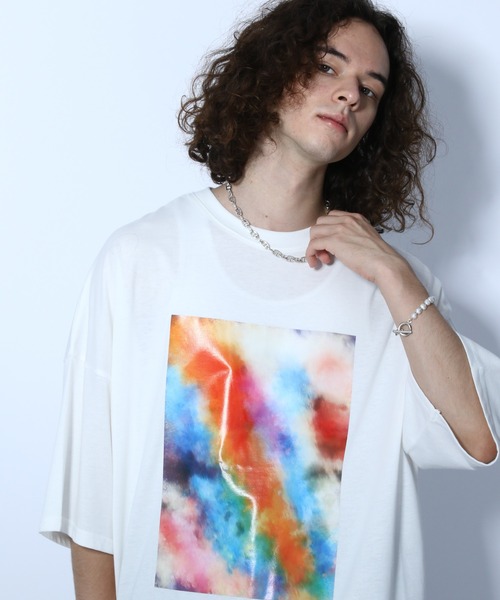 HARE（ハレ）の「マーブルフロントプルオーバー(HARE)（Tシャツ/カットソー・メンズ・ブラック/グレー/オフホワイト・SMALL/MEDIUM）」の2枚目の写真