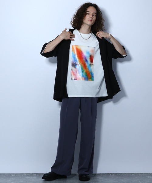 HARE（ハレ）の「マーブルフロントプルオーバー(HARE)（Tシャツ/カットソー・メンズ・ブラック/グレー/オフホワイト・SMALL/MEDIUM）」の6枚目の写真