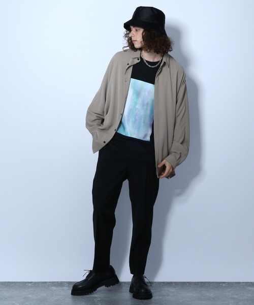 HARE（ハレ）の「マーブルフロントプルオーバー(HARE)（Tシャツ/カットソー・メンズ・ブラック/グレー/オフホワイト・SMALL/MEDIUM）」の4枚目の写真