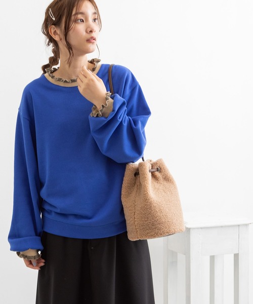 POU DOU DOU(プードゥドゥ)の「リブニットフリルトレーナー(Tシャツ/カットソー・レディース・グレー/ブルー/アイボリー・3)」の12枚目の写真