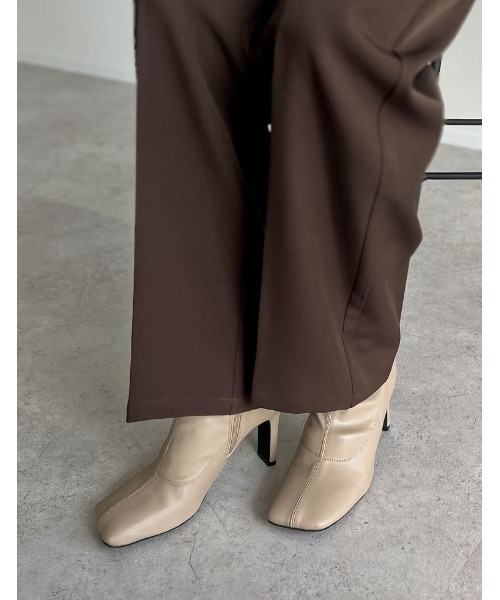 [累計販売数3,000足突破！][大きいサイズ有]フェイクレザースクエアトゥミドルブーツ（ブーツ）｜Re:EDIT（リエディ）