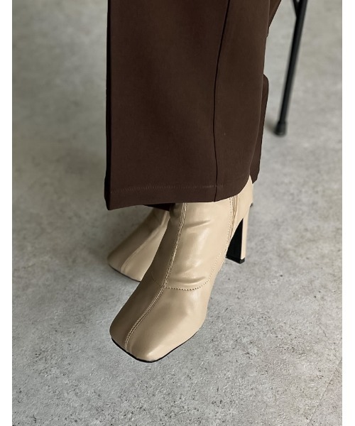 [累計販売数3,000足突破！][大きいサイズ有]フェイクレザースクエアトゥミドルブーツ（ブーツ）｜Re:EDIT（リエディ）