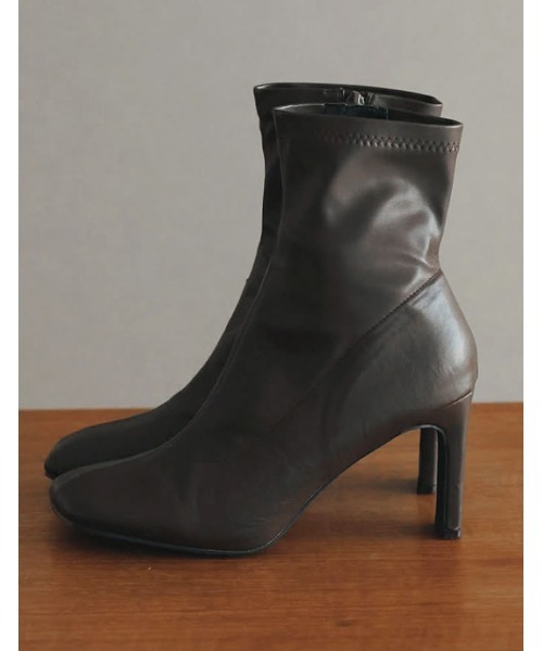 [累計販売数3,000足突破！][大きいサイズ有]フェイクレザースクエアトゥミドルブーツ（ブーツ）｜Re:EDIT（リエディ）