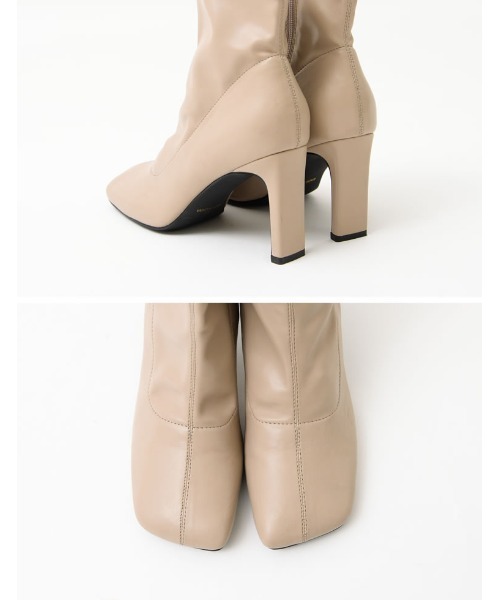 Re:EDIT（リエディ）の「[累計販売数3,000足突破！][大きいサイズ有]フェイクレザースクエアトゥミドルブーツ（ブーツ・レディース・ブラック/ブラウン/カーキ/アイボリー/キャメル・X-LARGE/MEDIUM/LARGE/XX-LARGE/SMALL）」の7枚目の写真