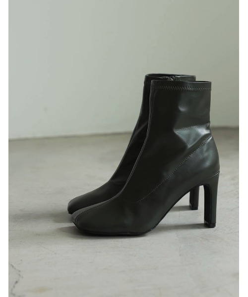 [累計販売数3,000足突破！][大きいサイズ有]フェイクレザースクエアトゥミドルブーツ（ブーツ）｜Re:EDIT（リエディ）