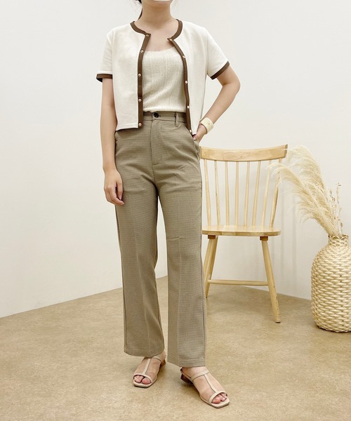 apres jour clair(アプレジュールクレア)の「【apres jour clair】チェックセミフレアパンツ【ZOZOTOWN限定アイテム】(スラックス・レディース・ブラウン系その他/グリーン系その他/ベージュ・SMALL/X-LARGE/MEDIUM)」の8枚目の写真