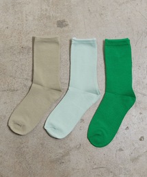 SHIZUTA | SZT: カラー無地ソックス 　クルーソックス　ラッピングバッグ入り　誕生日祝い　長寿祝い　靴下　お返し　ちょっとしたプレゼント　3Pセット(ソックス/靴下)