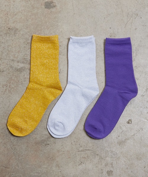 SHIZUTA（シズタ）の「SZT: カラー無地ソックス 　クルーソックス　ラッピングバッグ入り　誕生日祝い　長寿祝い　靴下　お返し　ちょっとしたプレゼント　3Pセット（ソックス/靴下・レディース・A/B/C/D/E/レッド系/グリーン系/ベージュ系/ピンク系/イエロー系その他/ホワイト系/イエロー系/ブルー系/ブラック系/パープル系/グレー系・S/M/L）」の7枚目の写真